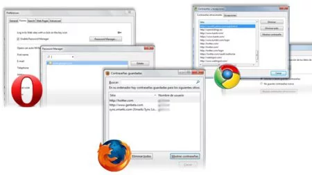 Los gestores integrados de Firefox, Chrome y Opera