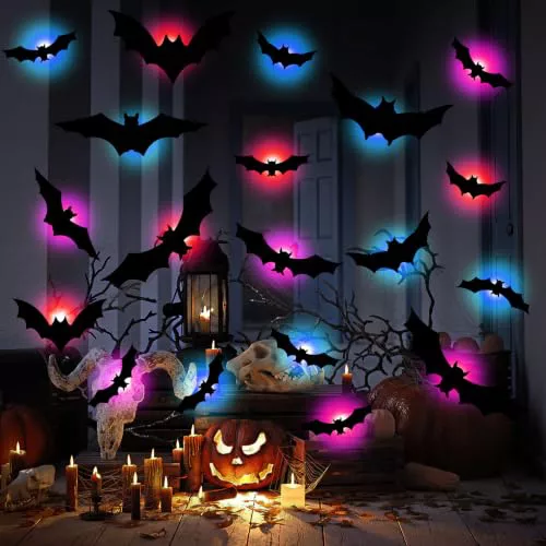 36 Piezas Murciélago de Decoración de Halloween Luces de murciélago LED