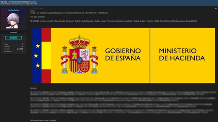 Alleged Data Breach Hacienda 2