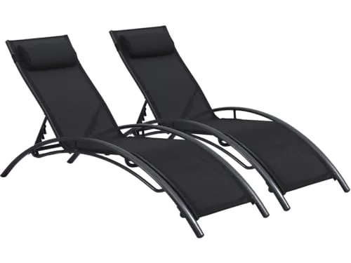 Habitat et Jardin Juego de 2 tumbonas Beauty Phoenix de Aluminio Negro