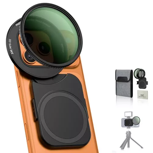 JJC Adaptador de Montaje de Filtro de teléfono de 67 mm con Filtro ND de Densidad Neutra Variable ND2-128 (7 Paradas) para iPhone 17 16 15 14, 17 16 15 14 Pro MAX, 17 16 15 14 Pro, 17 16 15 14 Plus