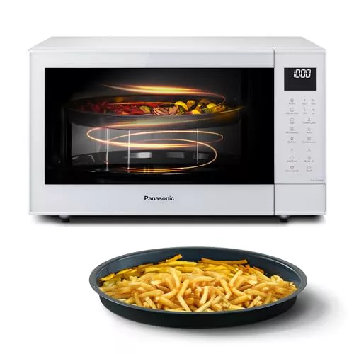 Panasonic NN-CT55RWEPG Horno Microondas Combinado 4 en 1 de 27 L con Freidora De Aire, Inverter de 1000 W, Grill de 1300 W, Convección, 19 Programas Automáticos, Blanco