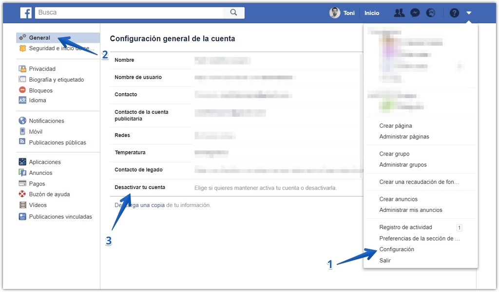 Facebook Desactivar Cuenta