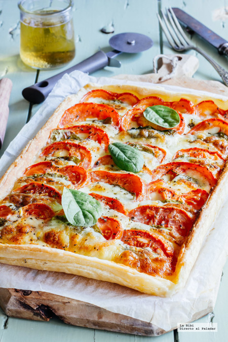 Tarta Caprese con espinacas. Receta de Primavera