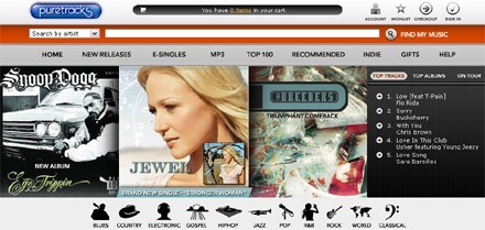 Puretracks, tienda de música para Blackberry