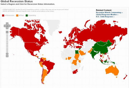 Mapa de la recesión económica