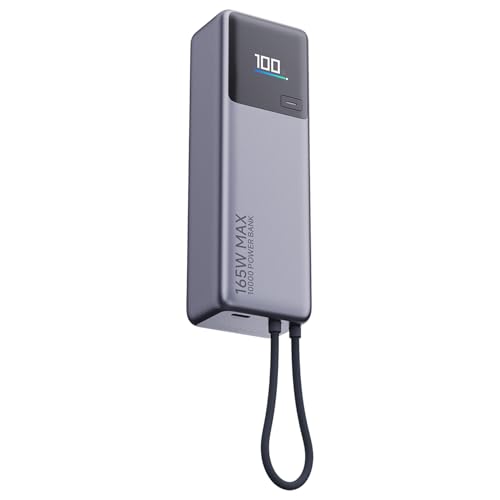 Xiaomi 165W Power Bank 10000mAh (Integrated Cable) GL, Power Bank con Capacidad de Auto-Recarga de hasta 90 W, Puertos duales con una Salida máxima simultánea de hasta 165W