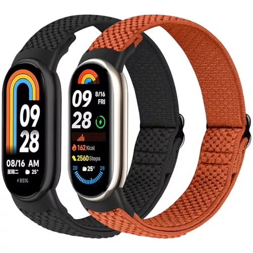 BTTNG Correa Elástica de Nylon Sólo Compatible con Xiaomi Smart Band 10/9/8, Pulseras Elásticas Ajustables de Nylon Deportivo de Repuesto para Xiaomi Mi Band 8/9/10 Hombres Mujeres (2 uds.)