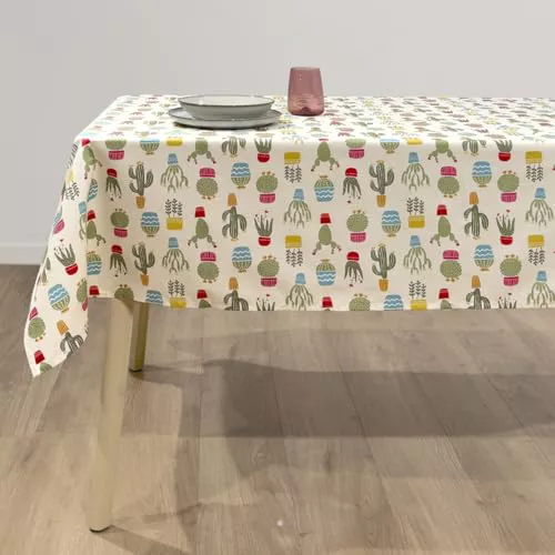 NAF NAF Mantel resinado Antimanchas 100% algodón Thorns 140x140 cm