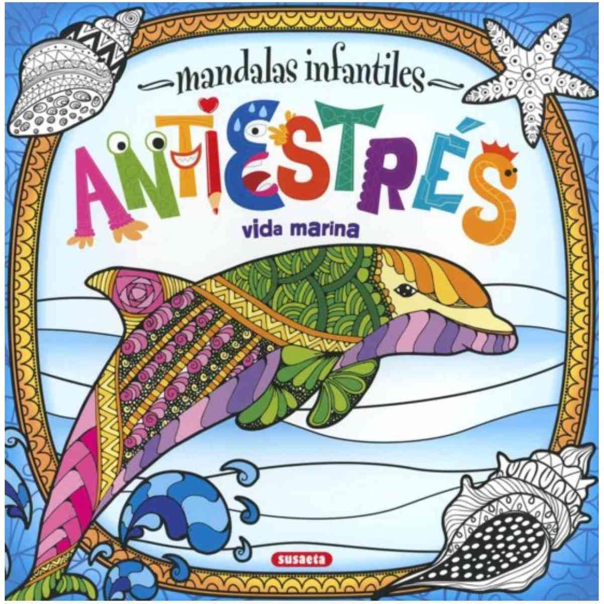 Mandalas infantiles antiestrés. Vida marina - Libro, un libro de 36 páginas y tapa blanda.