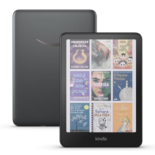 Apresentamos o Kindle Colorsoft Signature Edition (32 GB) - Com tela colorida, luz frontal autoadaptável, carregamento sem fio e bateria que dura semanas - Cor Preta Metálica