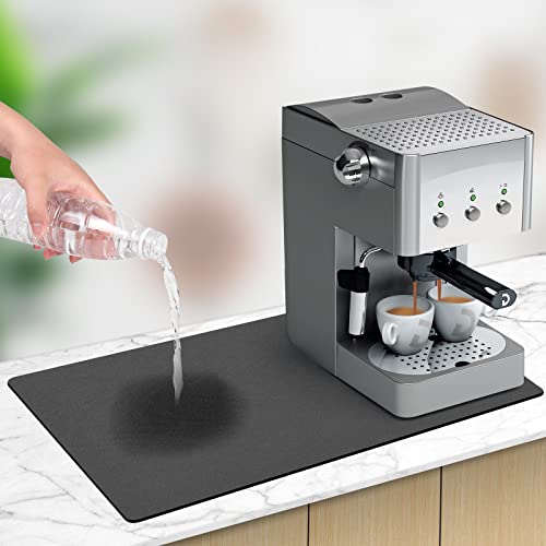 StarryTiger Alfombrilla para Cafetera, Absorbente y de Secado Rápido, Protector Antideslizante Encimeras, Cocina y Cafetería, Fácil Limpieza, Negro, 40 x 60cm