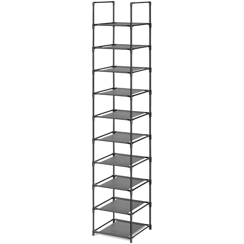 edihome, Zapatero Estrecho, 10 Niveles, (33 x 33 x 173 cm), Organizador Zapatos, Zapateros Estrechos y Altos, de Plastico, Vertical, Estanteria, Show Rack, Sapateira (10 Baldas - L)