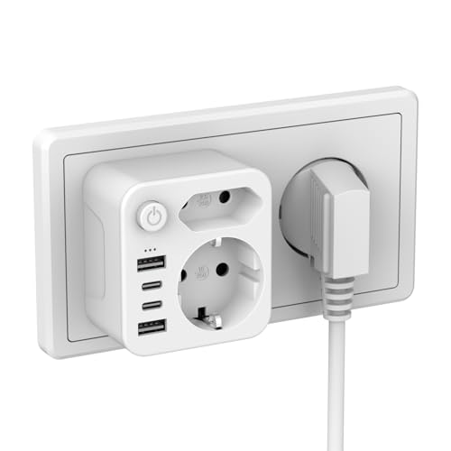 ZENIJUST Enchufe múltiple con 4 fuentes de alimentación USB