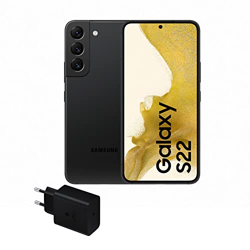 SAMSUNG Galaxy S22 5G (256 GB) + Cargador – Teléfono Móvil Libre, Smartphone Android, Color Negro (Versión Española)