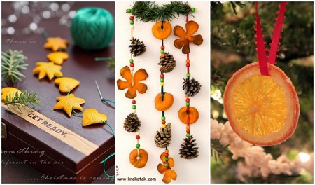 Decoración navideña con naranjas