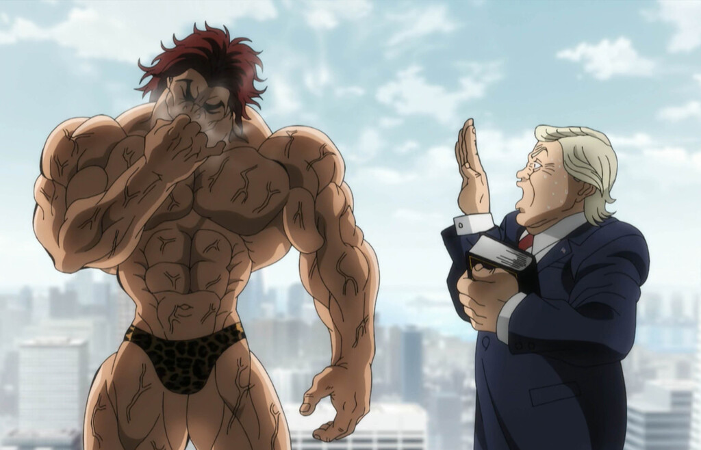 La última temporada del anime de Baki se descojona de Donald Trump a su manera: meándose encima 