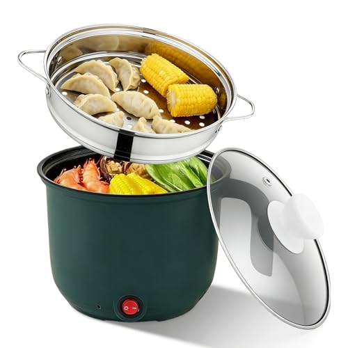 GOMETY Olla eléctrica de 1,5 l, olla caliente eléctrica con vapor