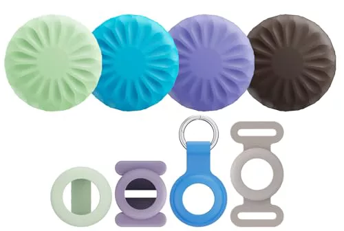 ANNNWZZD AirTag - Juego de 4 Localizadores con 4 Fundas Impermeables, Pestañas Inteligentes para Llaves Compatibles con la App 'Buscar' de Apple (Solo iOS) para Localizar Carteras, Equipaje, Mochilas