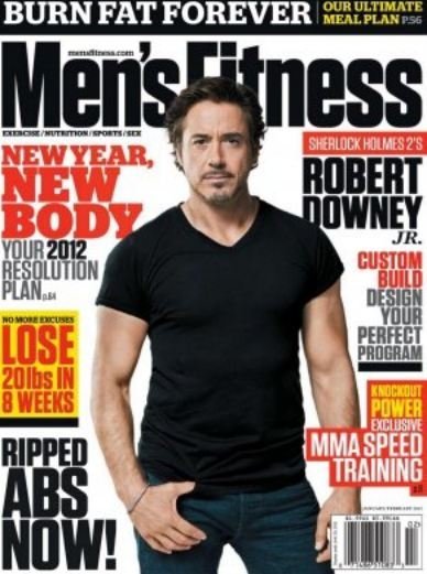 Robert Downey Jr posa a lo 'chulito de discoteca' en la portada de Men's Fitness
