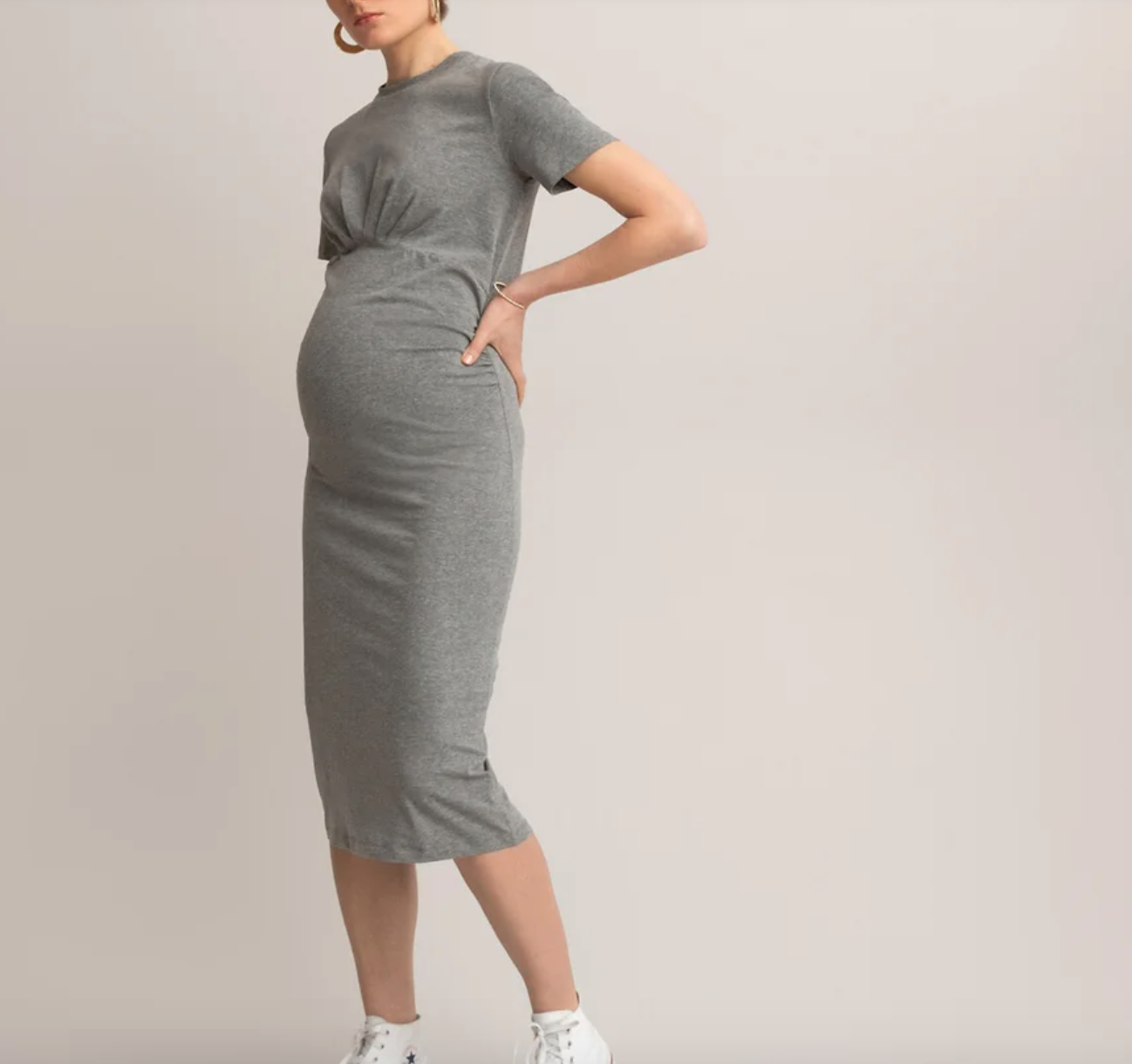 Vestido de embarazo recto, manga corta