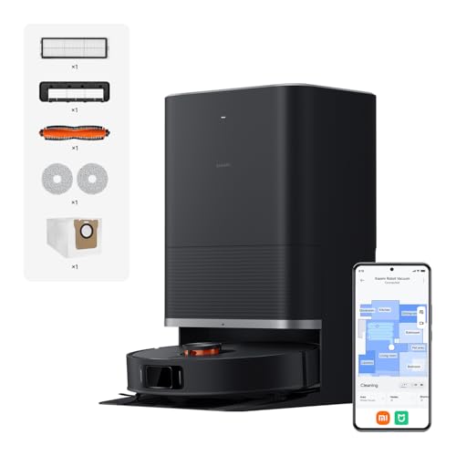 XIAOMI Robot Vacuum X20 MAX con estación Todo en uno: Vaciado automático, Lavado a Alta Temperatura y Secado rápido. 8000Pa, Brazo Extensible, Cepillo Anti-enredos, navegación LDS y Control por App.