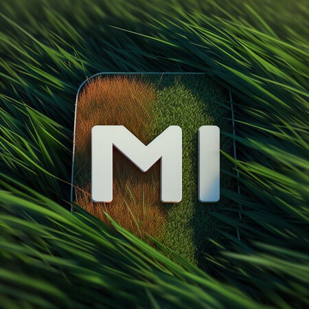 Imagen creada con Midjourney usando el prompt "a Xiaomi logo in a field, among the green grass with an isometrical perspective, photorealistic"