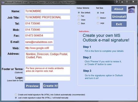 Creando una firma para Outlook con Microsoft Signature Creator
