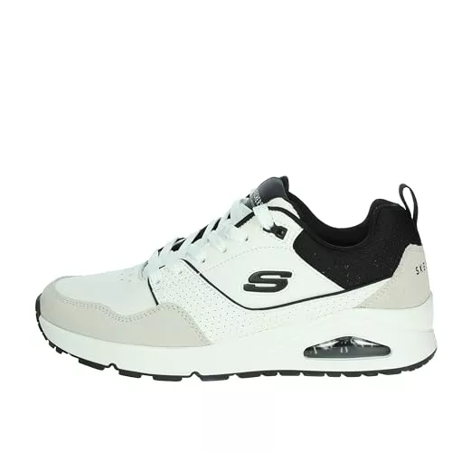Skechers Uno Retro OneSneaker para Hombre, Cuero Blanco Duraleather Malla Negra, 43 EU