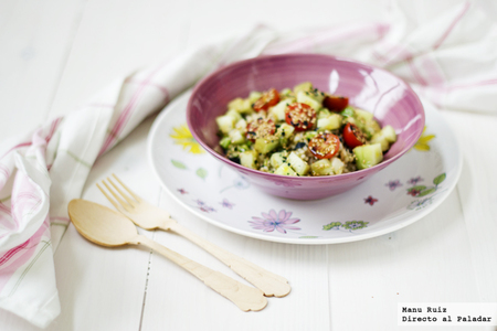 Ensalada de arroz integral, melón y sésamo. Receta