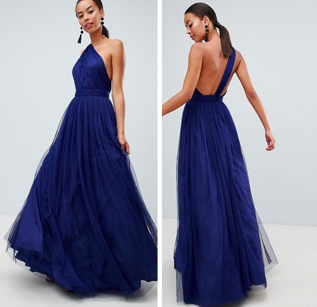 vestido largo azul asos