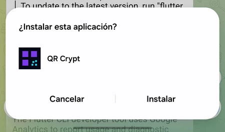 Instalando el APK recién creado. Sin permisos extraños aparte de la cámara. Pasa el análisis de Play Protect
