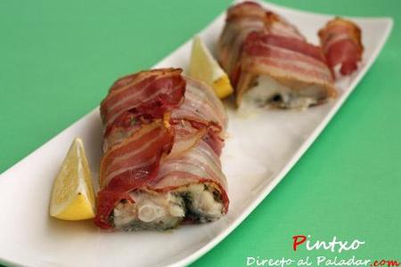 Bacalao al romero envuelto con bacón. Receta