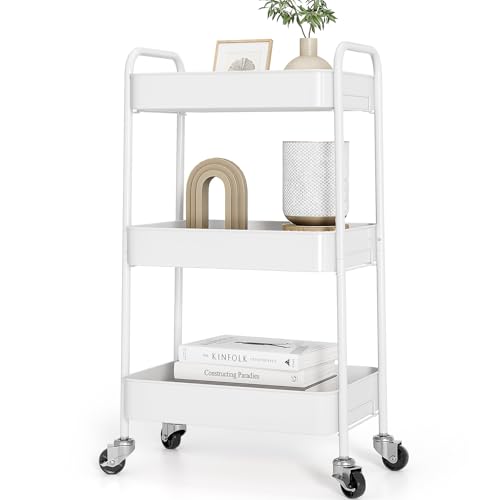 KINGRACK Carro de cocina, carrito con ruedas de 3 niveles