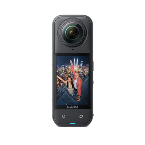Insta360 X5 - Cámara 8K 360° resistente al agua, líder con poca luz, efecto selfie stick invisible, lente dura y reemplazable, batería de 3h, antiviento incorporado, estabilización, con triple chip IA