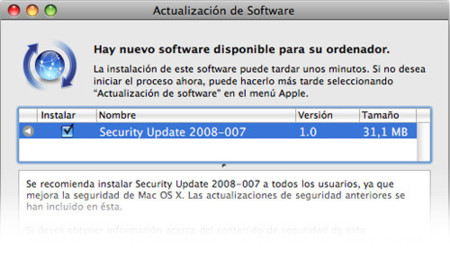 Actualización de software: Security Update 2008-007