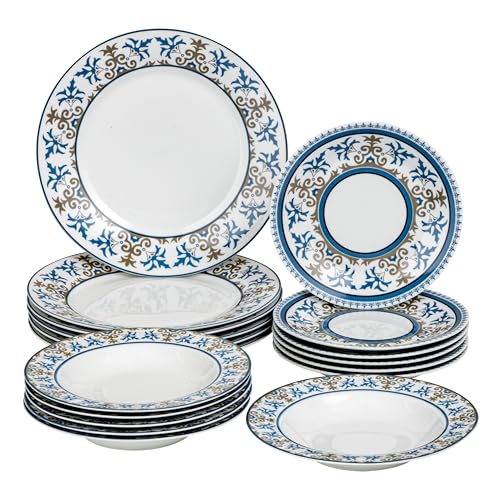 Baroni Home Vajilla de 18 Piezas de Porcelana