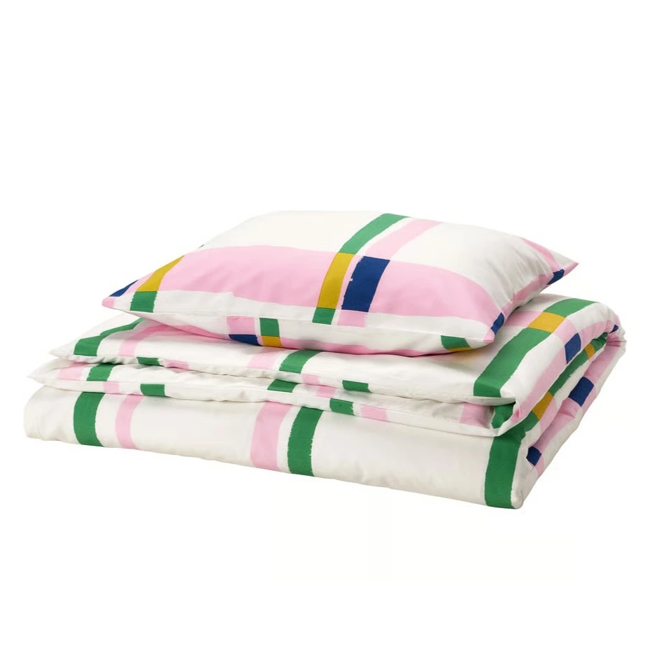 SYRABLADMAL Funda nórdica con funda de almohada, multicolor/a cuadros, 150x200/50x60 cm