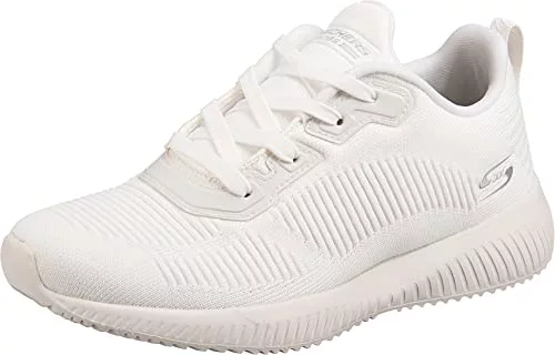 Skechers Bobs Squad Tough Talk, Zapatillas Mujer, White Engineered Knit, 38 EU