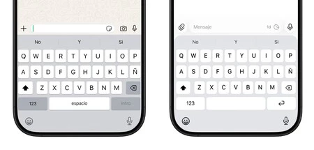 Teclado de WhatsApp (a la izquierda) y Telegram (al derecha, en fase beta) Teclado de WhatsApp (a la izquierda) y Telegram (al derecha, en fase beta)