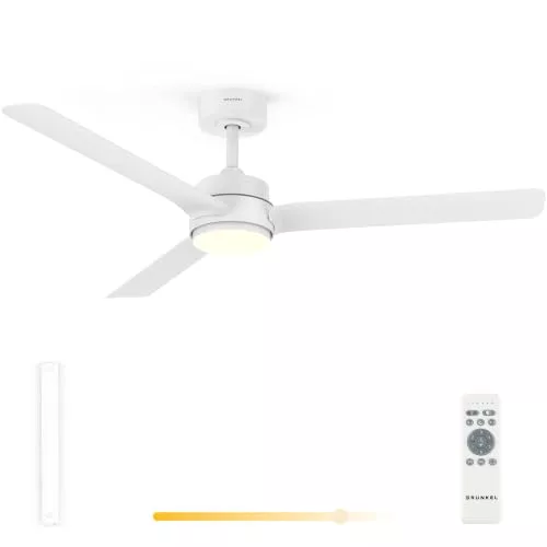 Grunkel - Ventilador de Techo con luz LED 18W y aspas de plastico modo verano/invierno- Mando a distancia. 6 velocidades. Temporizador 8h - 30W (133cm)