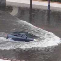Elon Musk metió un coche submarino como huevo de pascua en sus Tesla. Este conductor ha decidido ponerlo a prueba durante las inundaciones de San Diego 