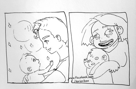 La ilustración que muestra de manera graciosa por qué las madres casi no tienen fotos bonitas con sus hijos