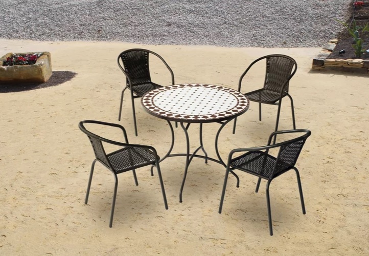 Set de jardín de acero MOSAICO ASTON antracita de 4 plazas TG
