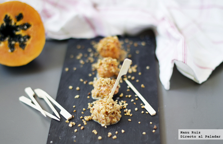 Bombones crujientes de papaya. Receta