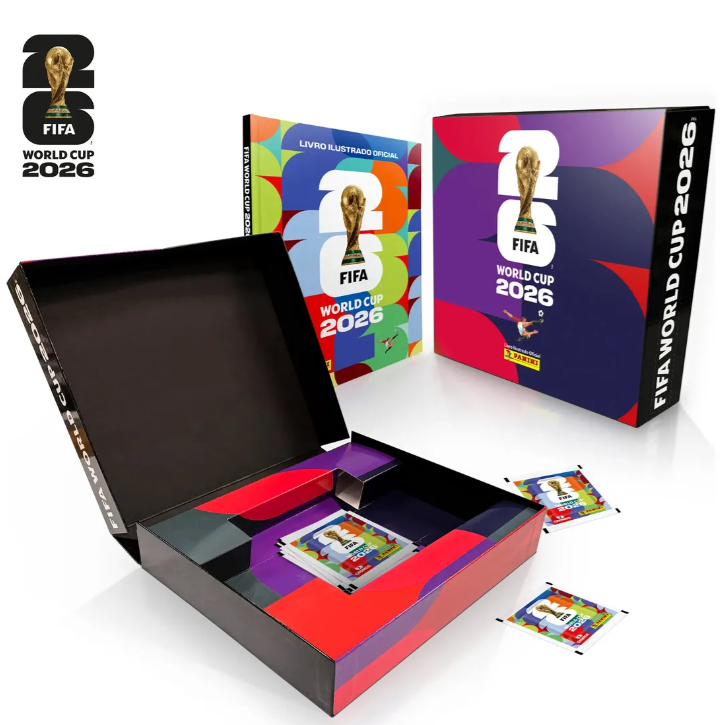 Copa do Mundo 2026 Box Futebol Premium c/ 1 Álbum Capa Dura + 40 Envelopes de Figurinhas FIFA WORLD CUP 2026