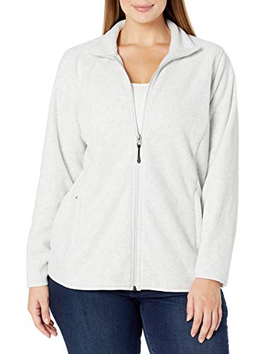 Amazon Essentials Chaqueta de Forro Polar Suave con Cremallera Completa y Corte clásico (Disponible en Tallas Grandes) Mujer, Gris Claro Mezcla, L