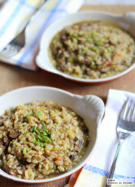 Risotto de rabo de toro y espárragos. Receta