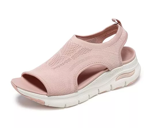 Skechers Arch FIT City Catch, Sandalias Mujer, Blush Knit, 38 EU
