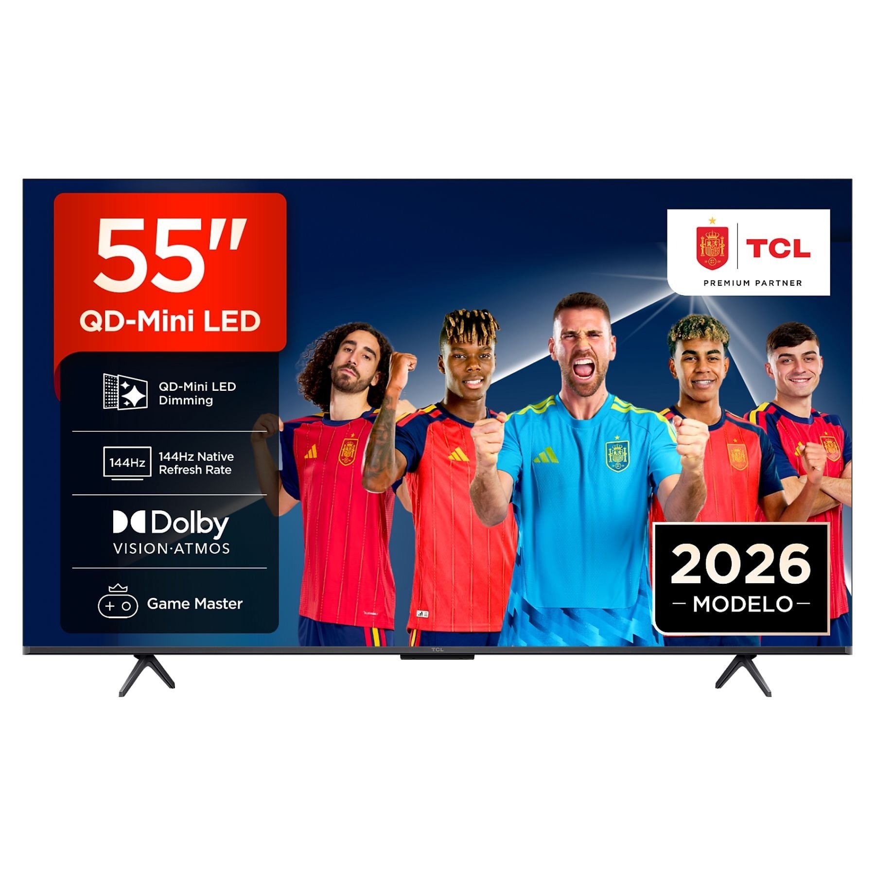 TV QD-Mini LED 55" - TCL 55P8L, UHD 4K, TCL AiPQ Processor, Smart TV, DVB-T2, Dolby Vision·Atmos, 144Hz, Google TV, Negro